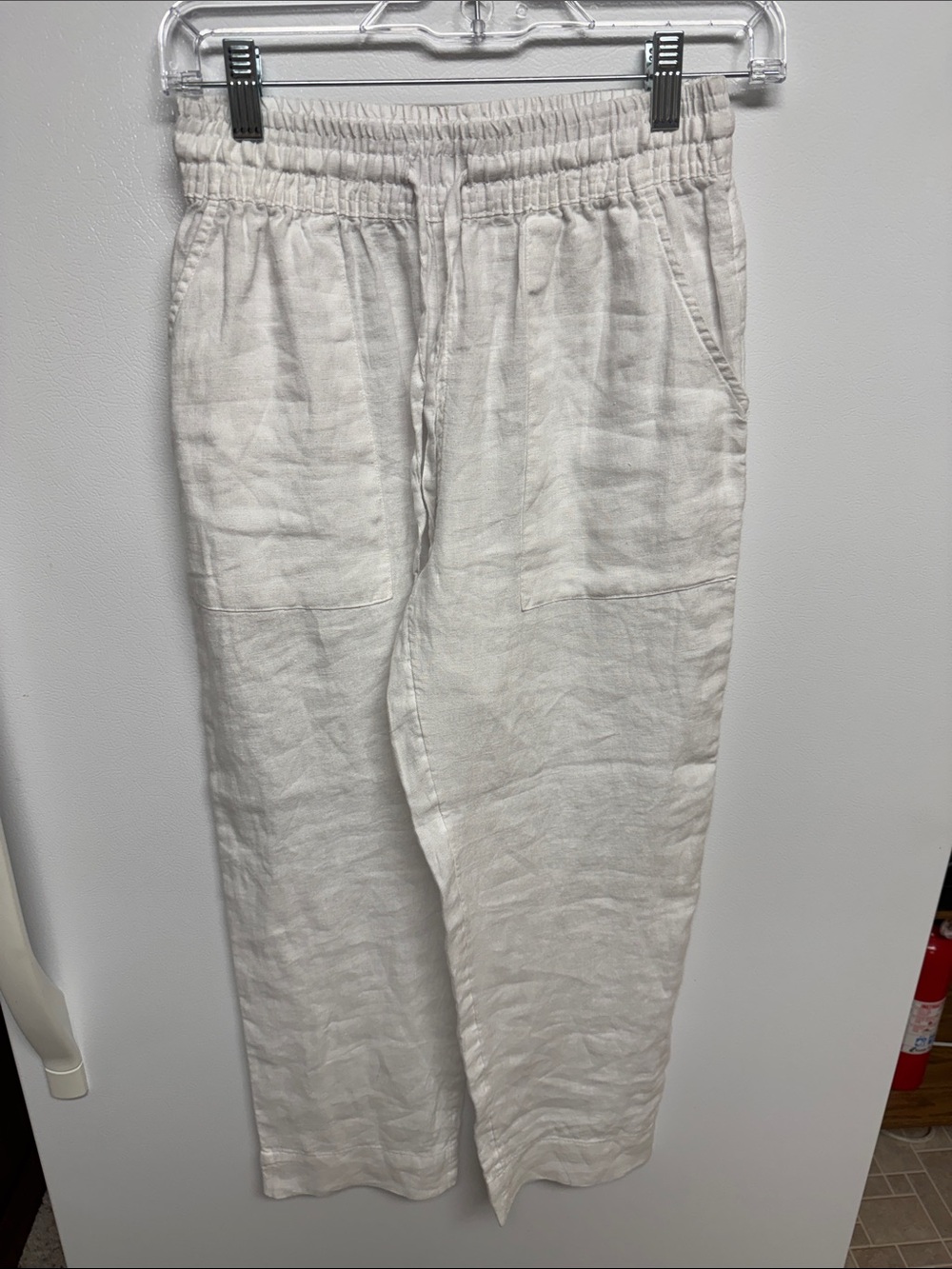 Sigrid Olsen White Elastic-Waist Linen-Blend Pants NWOT